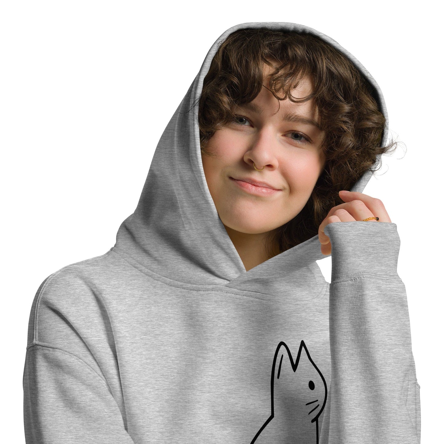 SIGNATURE UNI CAT - BLACK LOGO OVERSIZED HOODIE Apparel