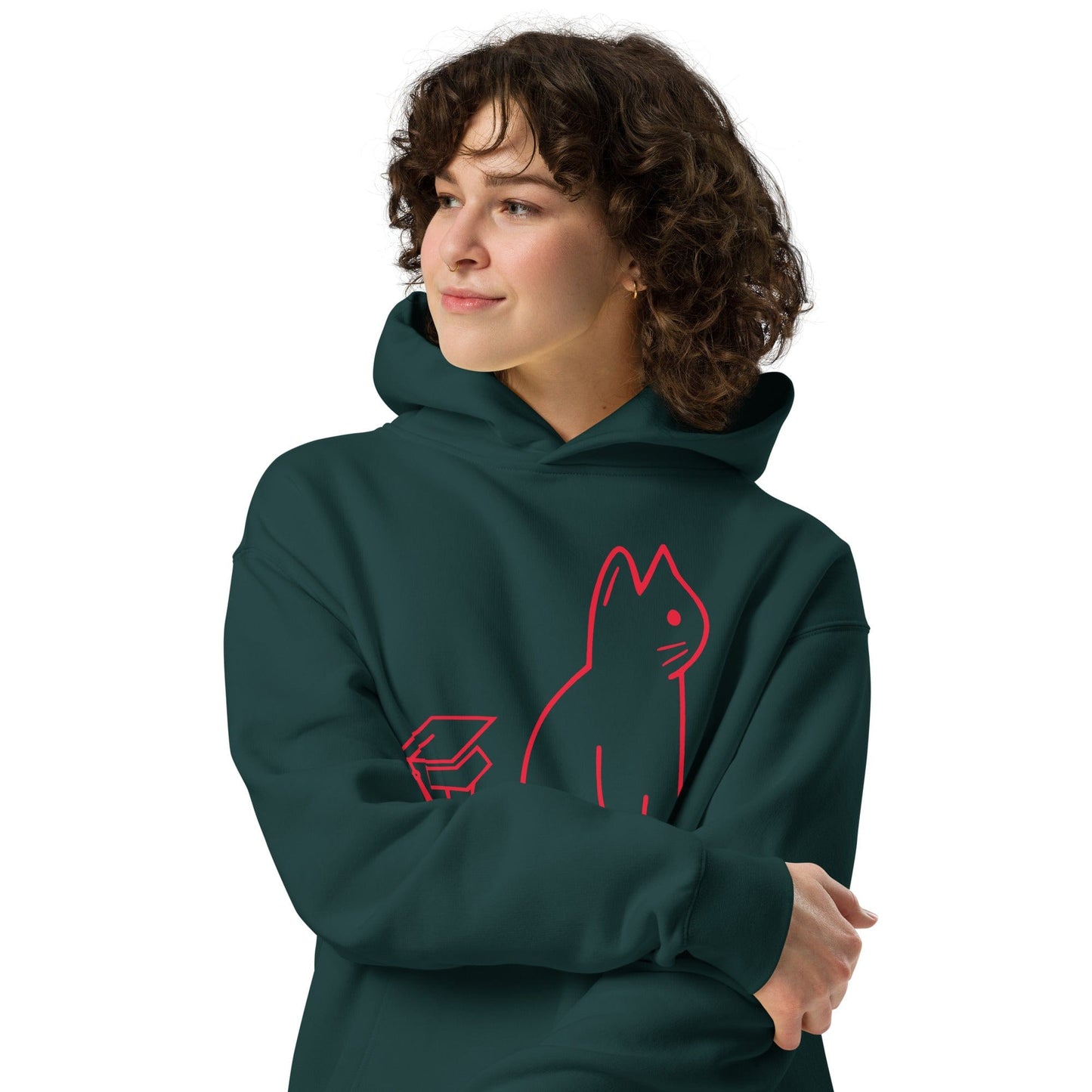 SIGNATURE UNI CAT - RED LOGO OVERSIZED HOODIE Apparel