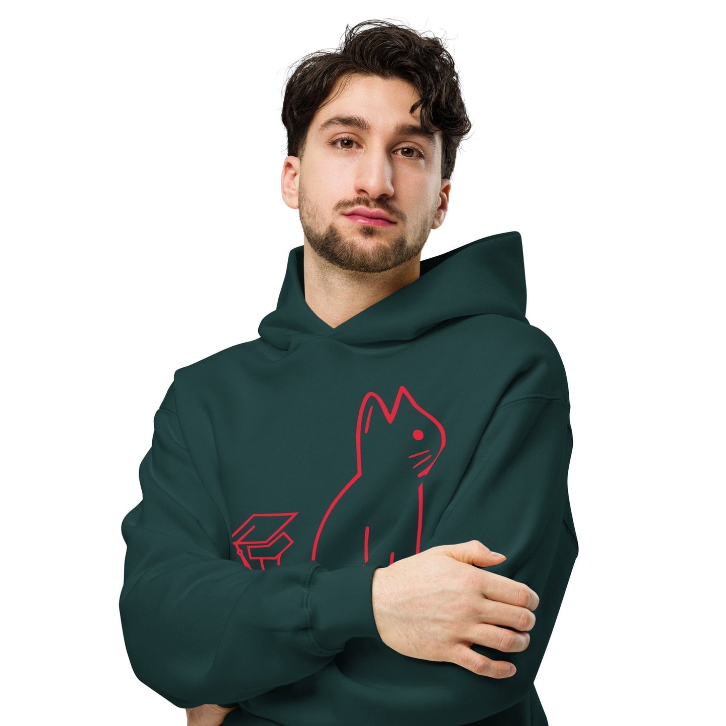 SIGNATURE UNI CAT - RED LOGO OVERSIZED HOODIE Apparel