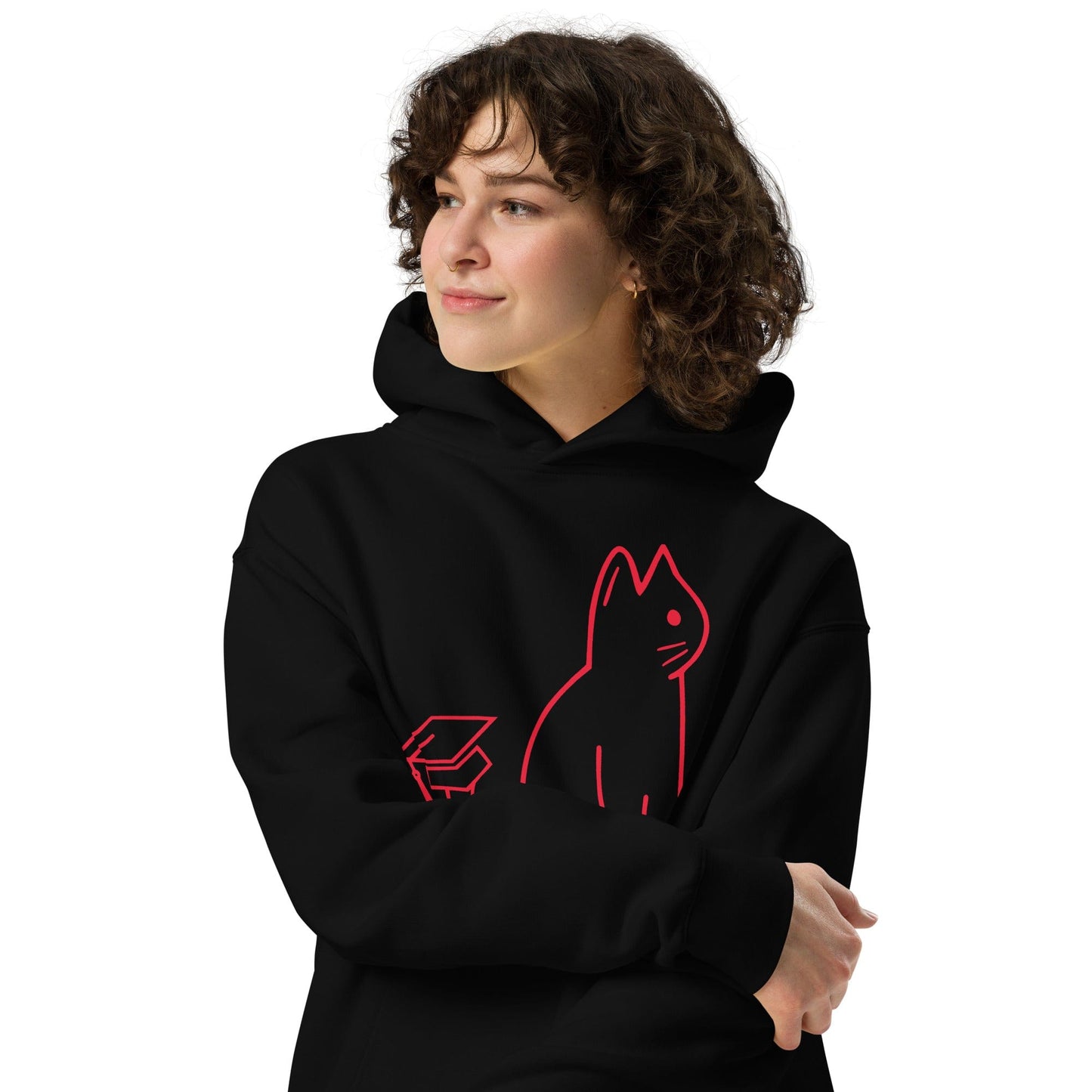 SIGNATURE UNI CAT - RED LOGO OVERSIZED HOODIE Apparel