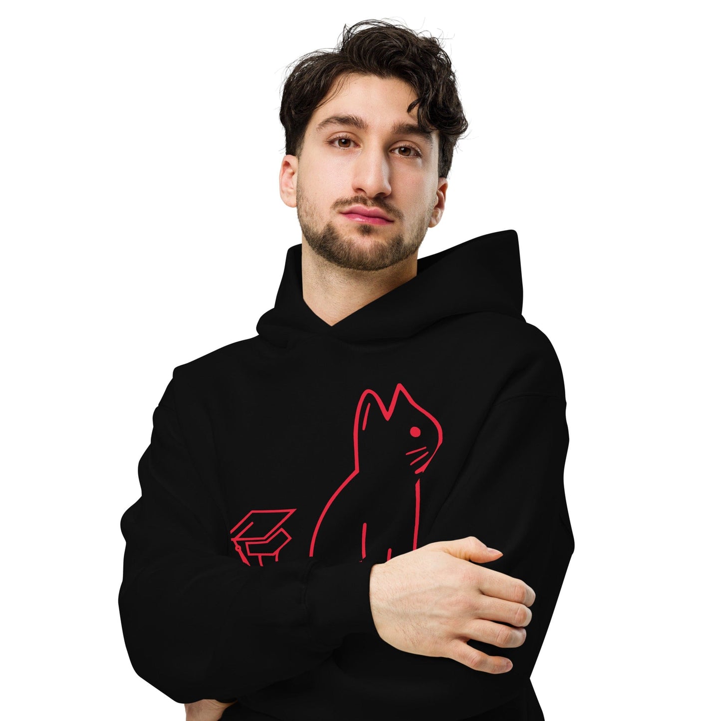 SIGNATURE UNI CAT - RED LOGO OVERSIZED HOODIE Apparel
