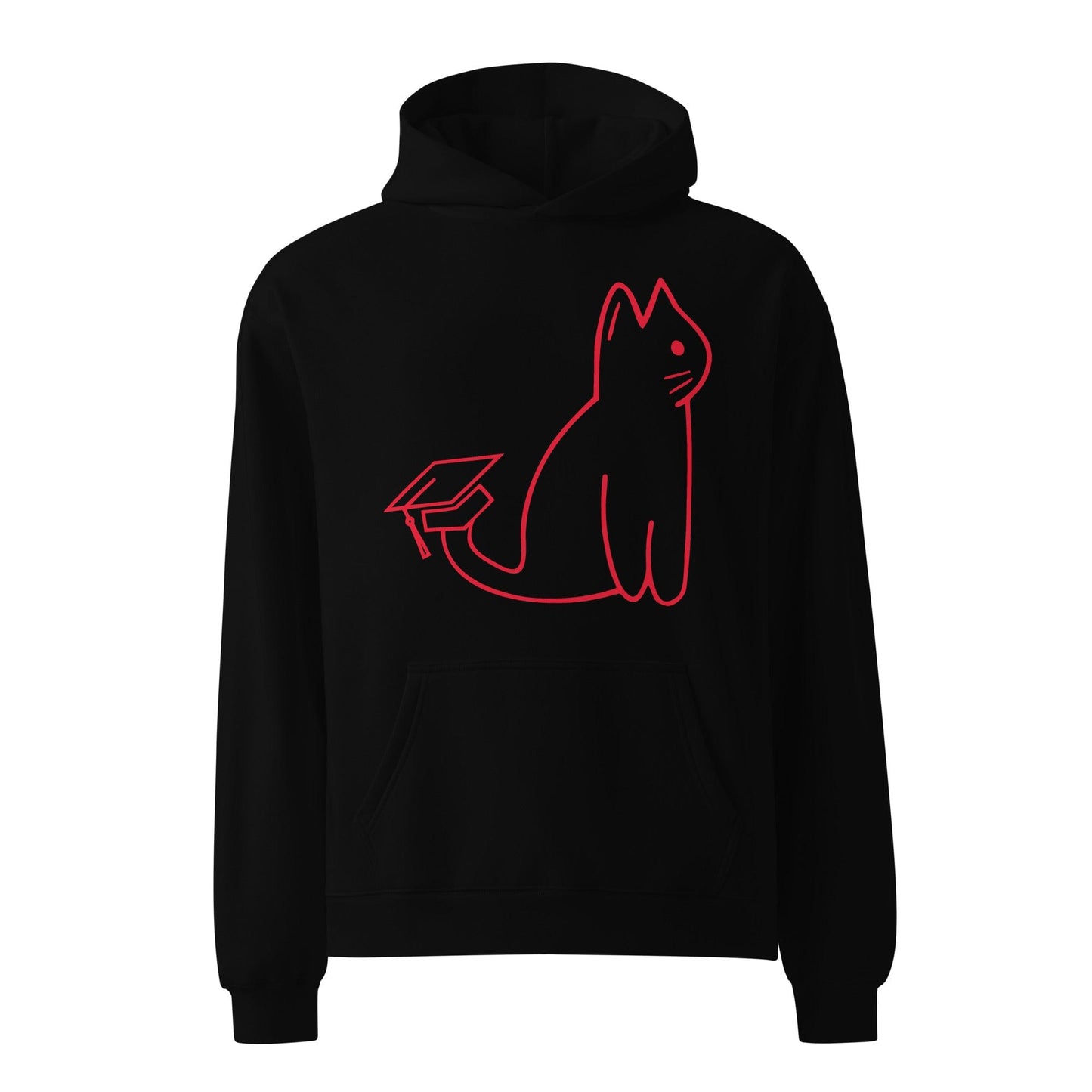 Black / S SIGNATURE UNI CAT - RED LOGO OVERSIZED HOODIE Apparel