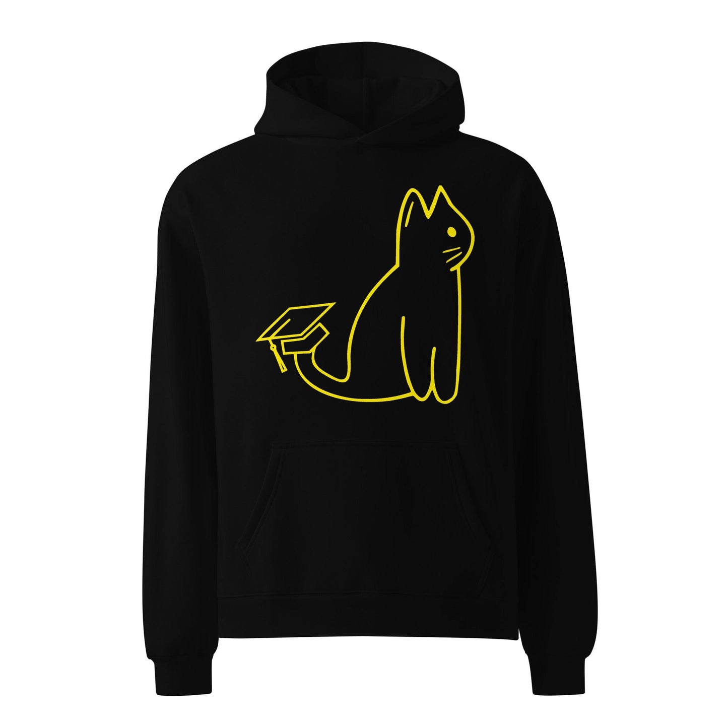 Black / S SIGNATURE UNI CAT - YELLOW LOGO OVERSIZED HOODIE Apparel