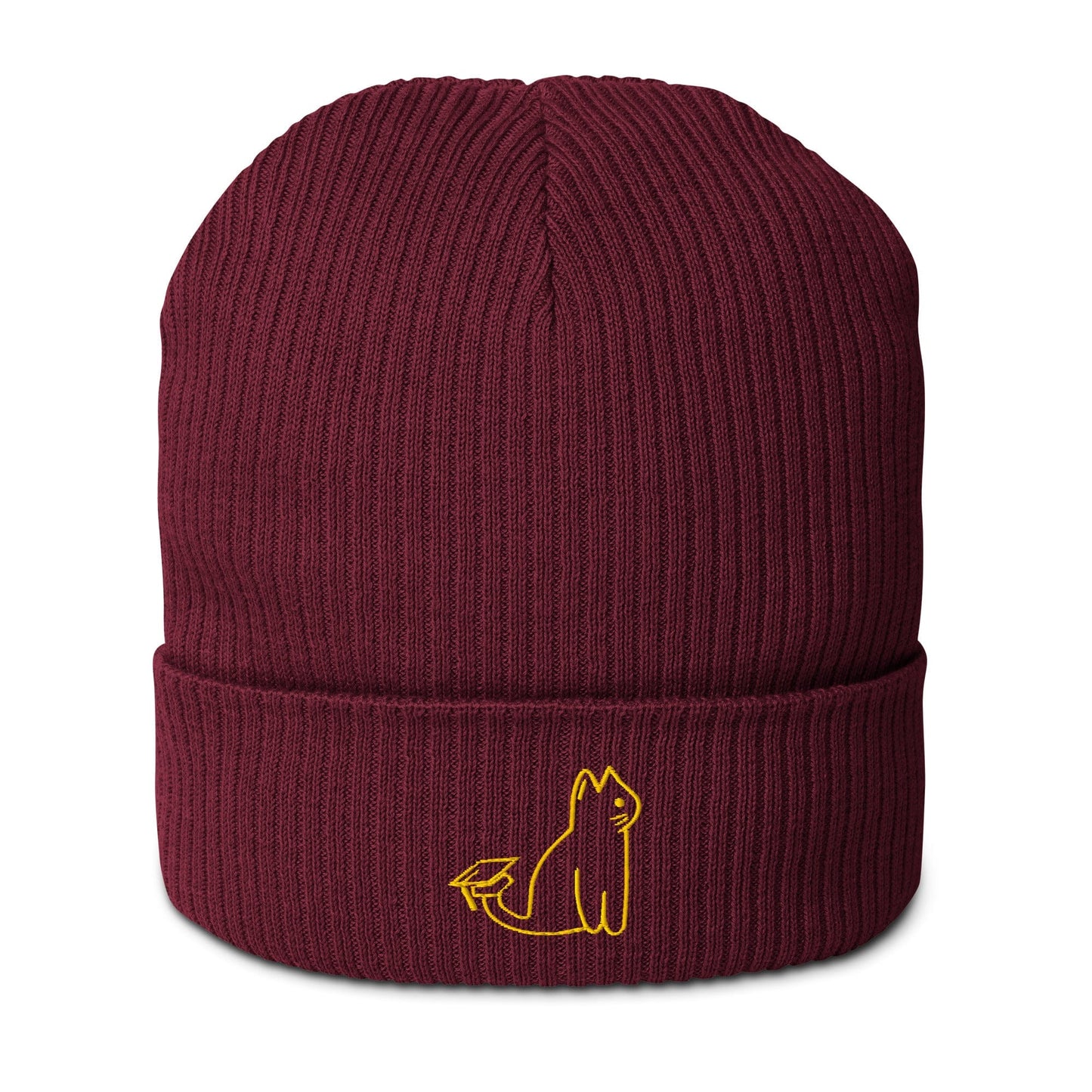 Burgundy UNI CAT - YELLOW LOGO BEANIE Apparel