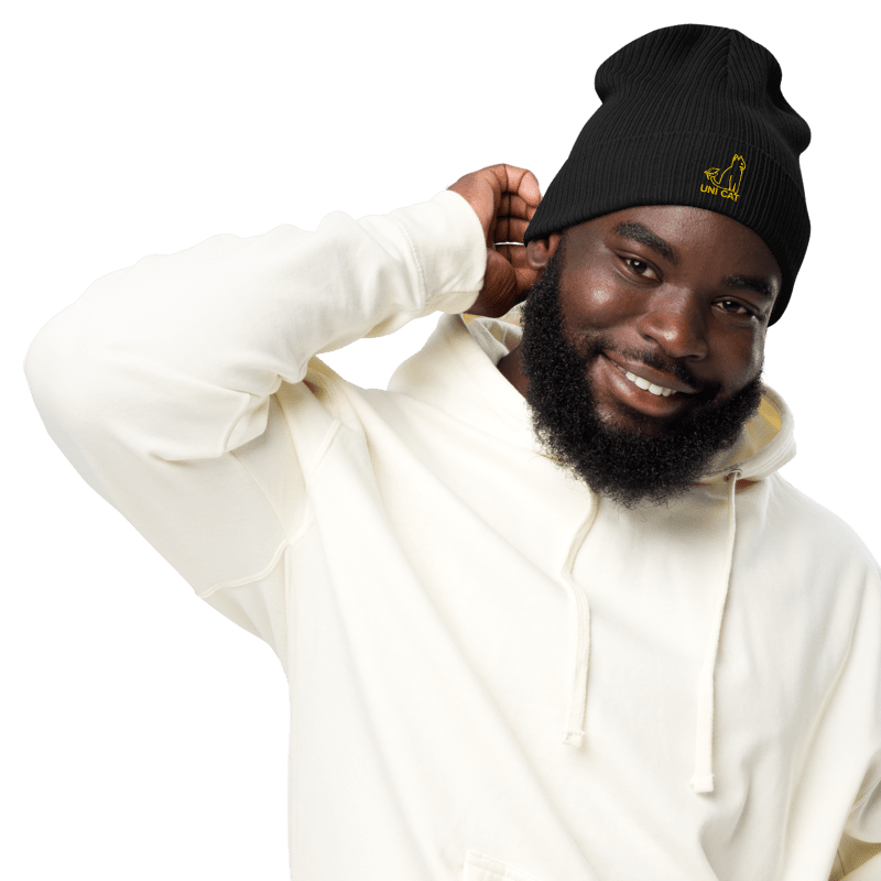UNI CAT Yellow Signature Organic ribbed beanie Apparel