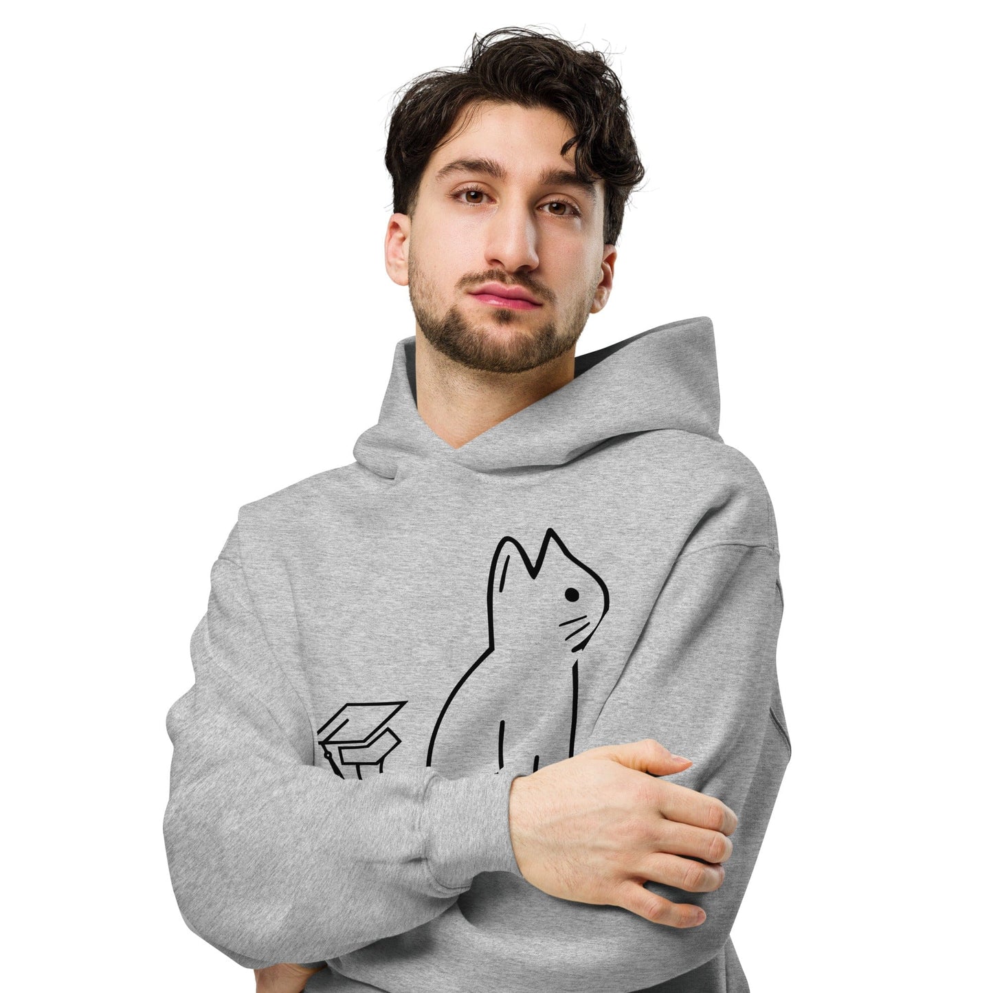 SIGNATURE UNI CAT - BLACK LOGO OVERSIZED HOODIE Apparel