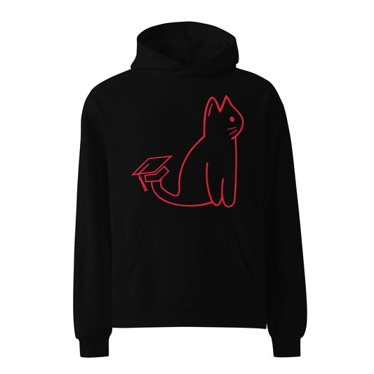 Black / S SIGNATURE UNI CAT - RED LOGO OVERSIZED HOODIE Apparel