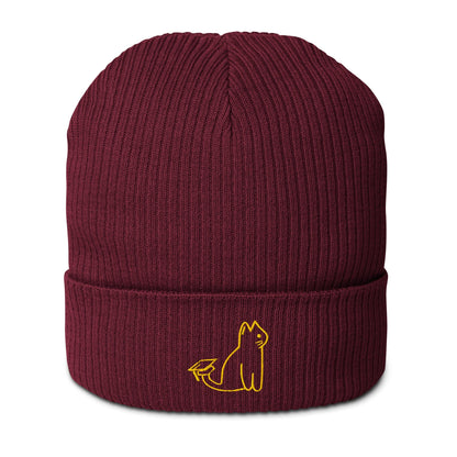 Burgundy UNI CAT - YELLOW LOGO BEANIE Apparel