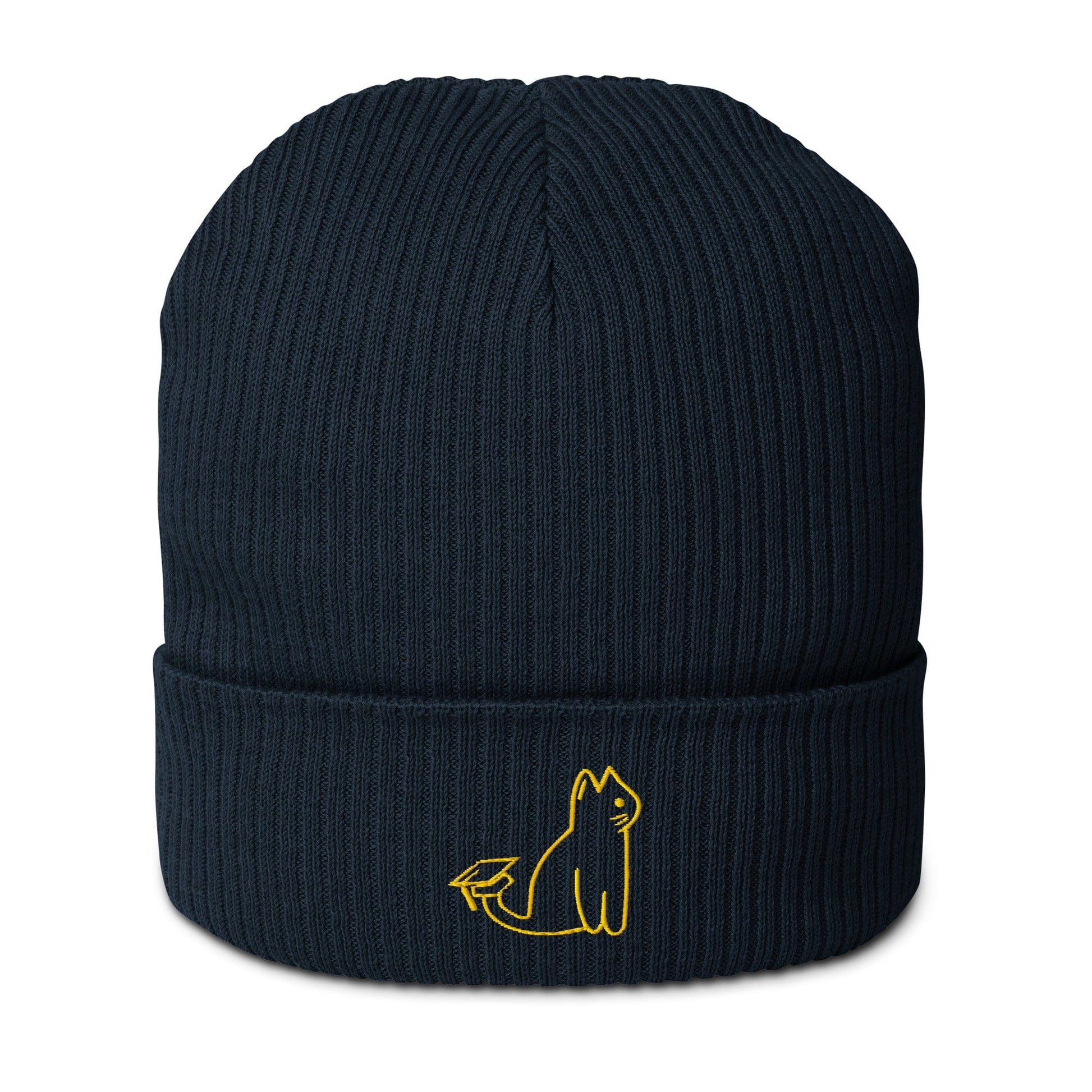 Oxford Navy UNI CAT - YELLOW LOGO BEANIE Apparel