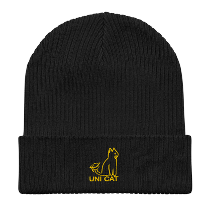 UNI CAT Yellow Signature Organic ribbed beanie Apparel
