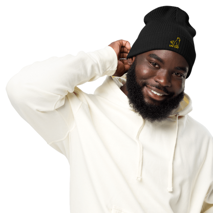 UNI CAT Yellow Signature Organic ribbed beanie Apparel